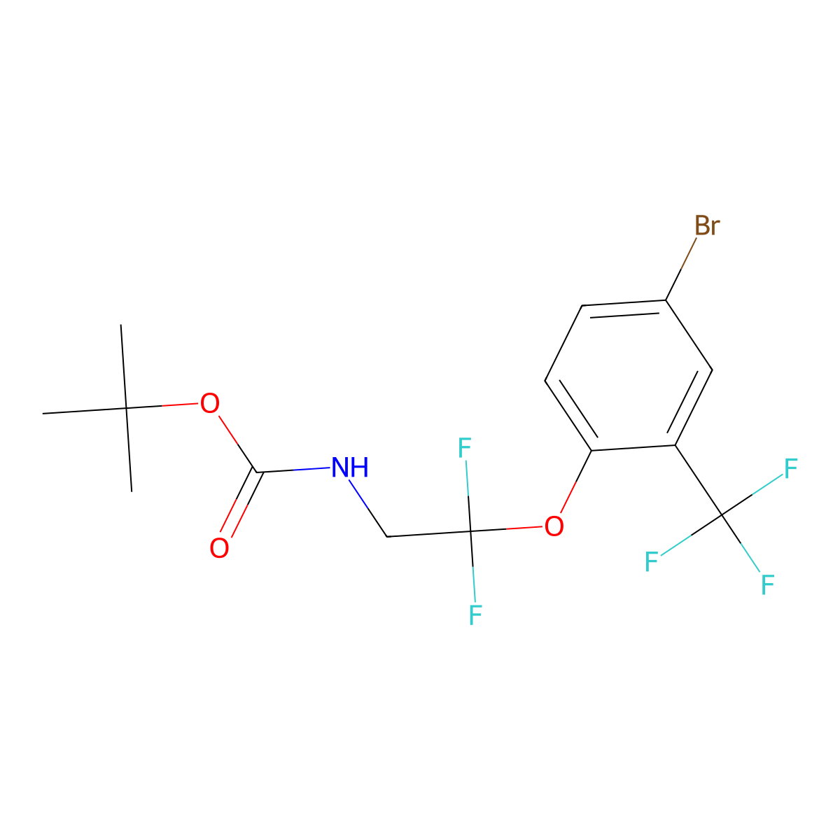 tert-butyl N-{2-[4-bromo-2-(trifluoromethyl)phenoxy]-2,2-difluoroethyl}carbamate molecular structure, CAS 2680665-16-9