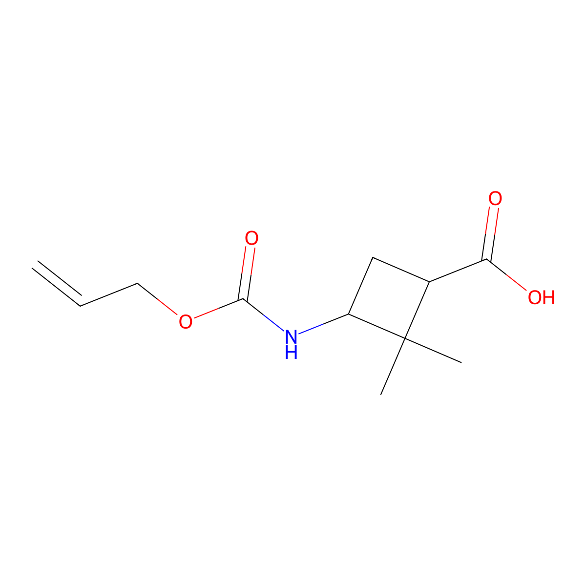 2,2-Dimethyl-3-{[(prop-2-en-1-yloxy)carbonyl]amino}cyclobutane-1-carboxylic acid molecular structure, CAS 2680665-18-1