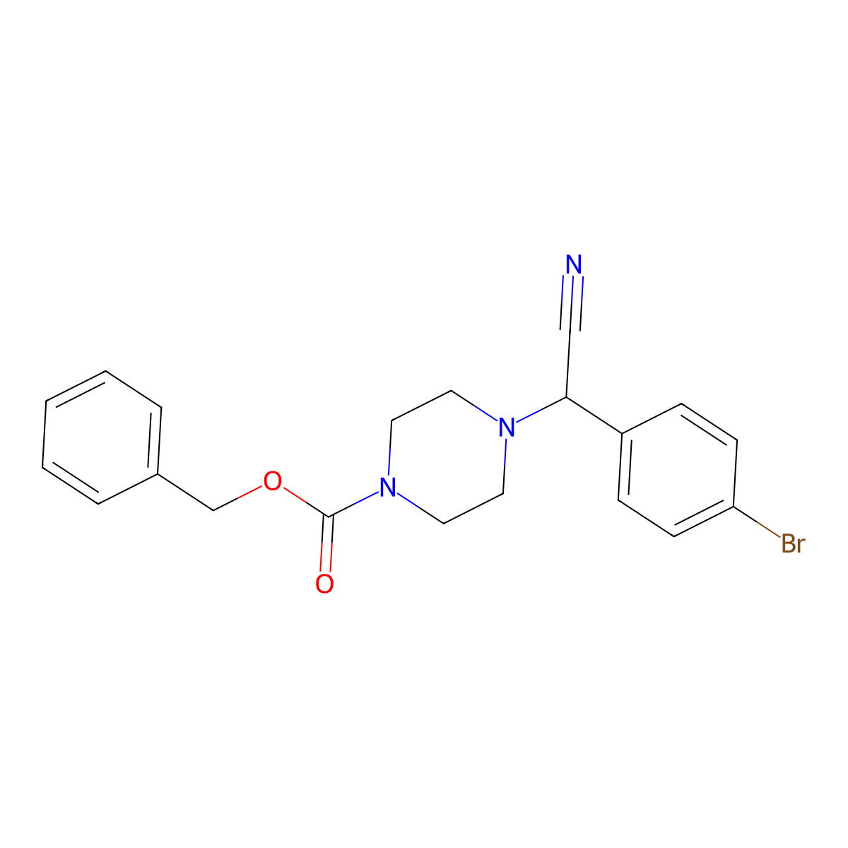 Benzyl 4-[(4-bromophenyl)(cyano)methyl]piperazine-1-carboxylate molecular structure, CAS 2680665-19-2