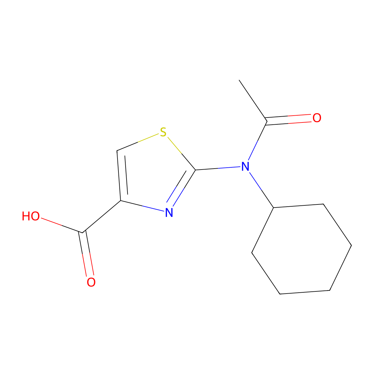2-(N-cyclohexylacetamido)-1,3-thiazole-4-carboxylic acid molecular structure, CAS 2680665-29-4
