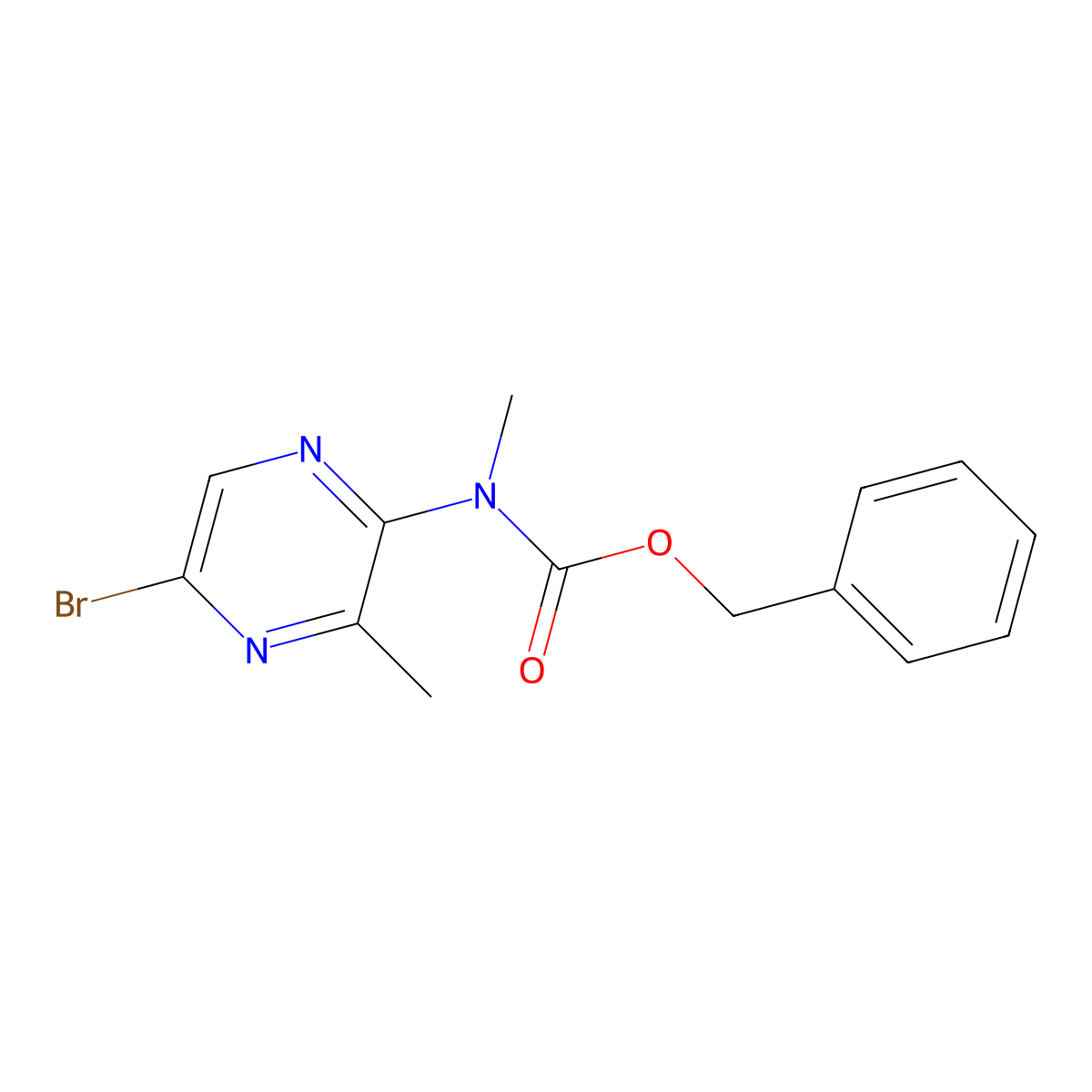 benzyl N-(5-bromo-3-methylpyrazin-2-yl)-N-methylcarbamate molecular structure, CAS 2680665-39-6