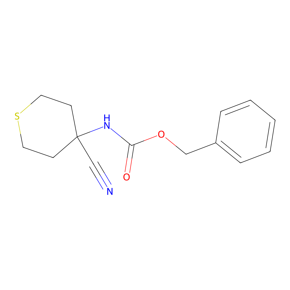 benzyl N-(4-cyanothian-4-yl)carbamate molecular structure, CAS 2680665-43-2