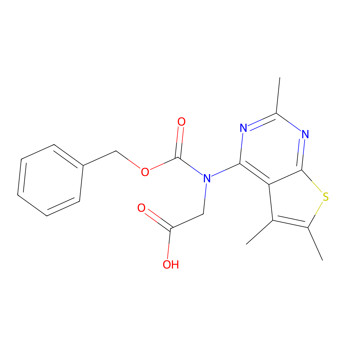 2-{[(Benzyloxy)carbonyl]({2,5,6-trimethylthieno[2,3-d]pyrimidin-4-yl})amino}acetic acid molecular structure, CAS 2680665-44-3