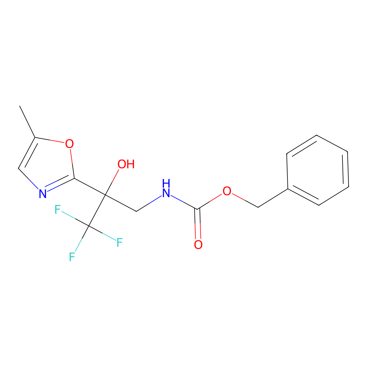 benzyl N-[3,3,3-trifluoro-2-hydroxy-2-(5-methyl-1,3-oxazol-2-yl)propyl]carbamate molecular structure, CAS 2680665-45-4