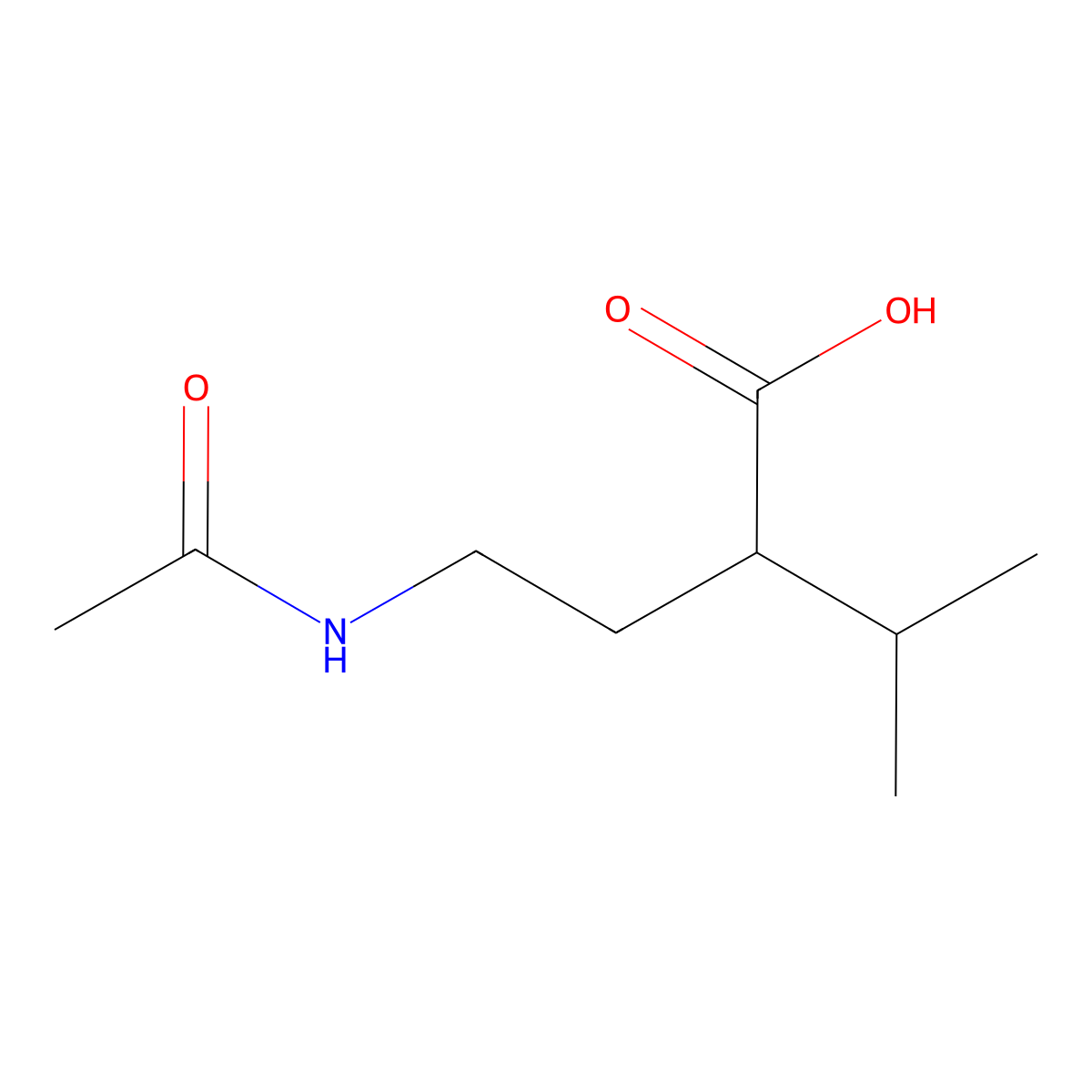 2-(2-Acetamidoethyl)-3-methylbutanoic acid molecular structure, CAS 2680665-48-7