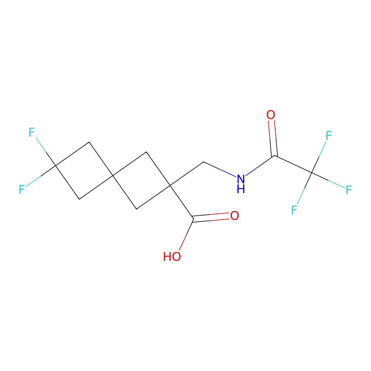 6,6-Difluoro-2-[(2,2,2-trifluoroacetamido)methyl]spiro[3.3]heptane-2-carboxylic acid molecular structure, CAS 2680665-52-3