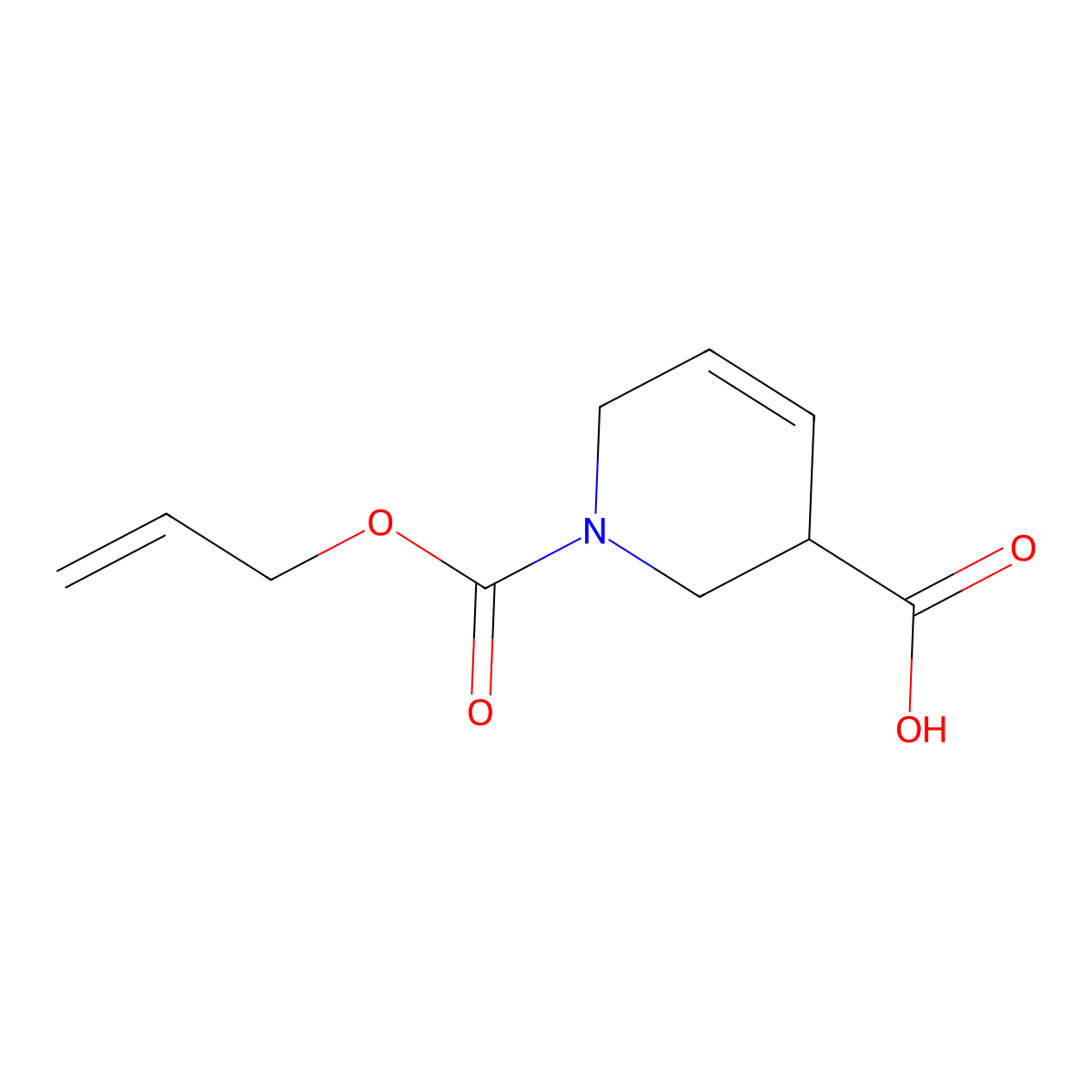1-[(Prop-2-en-1-yloxy)carbonyl]-1,2,3,6-tetrahydropyridine-3-carboxylic acid molecular structure, CAS 2680665-54-5