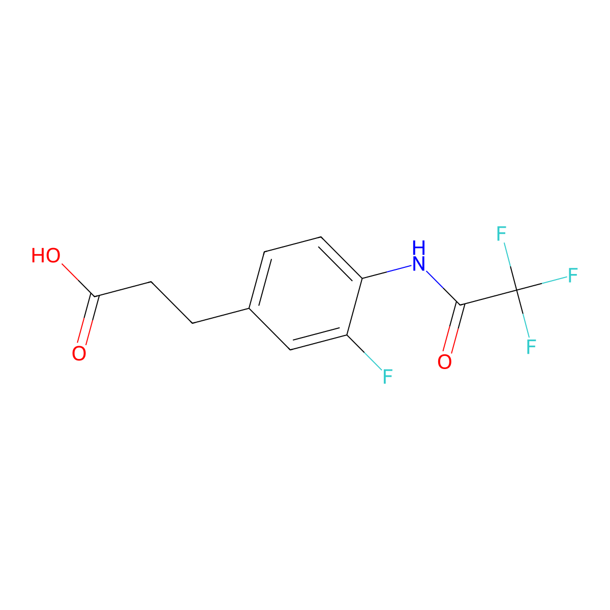 3-[3-Fluoro-4-(2,2,2-trifluoroacetamido)phenyl]propanoic acid molecular structure, CAS 2680665-59-0