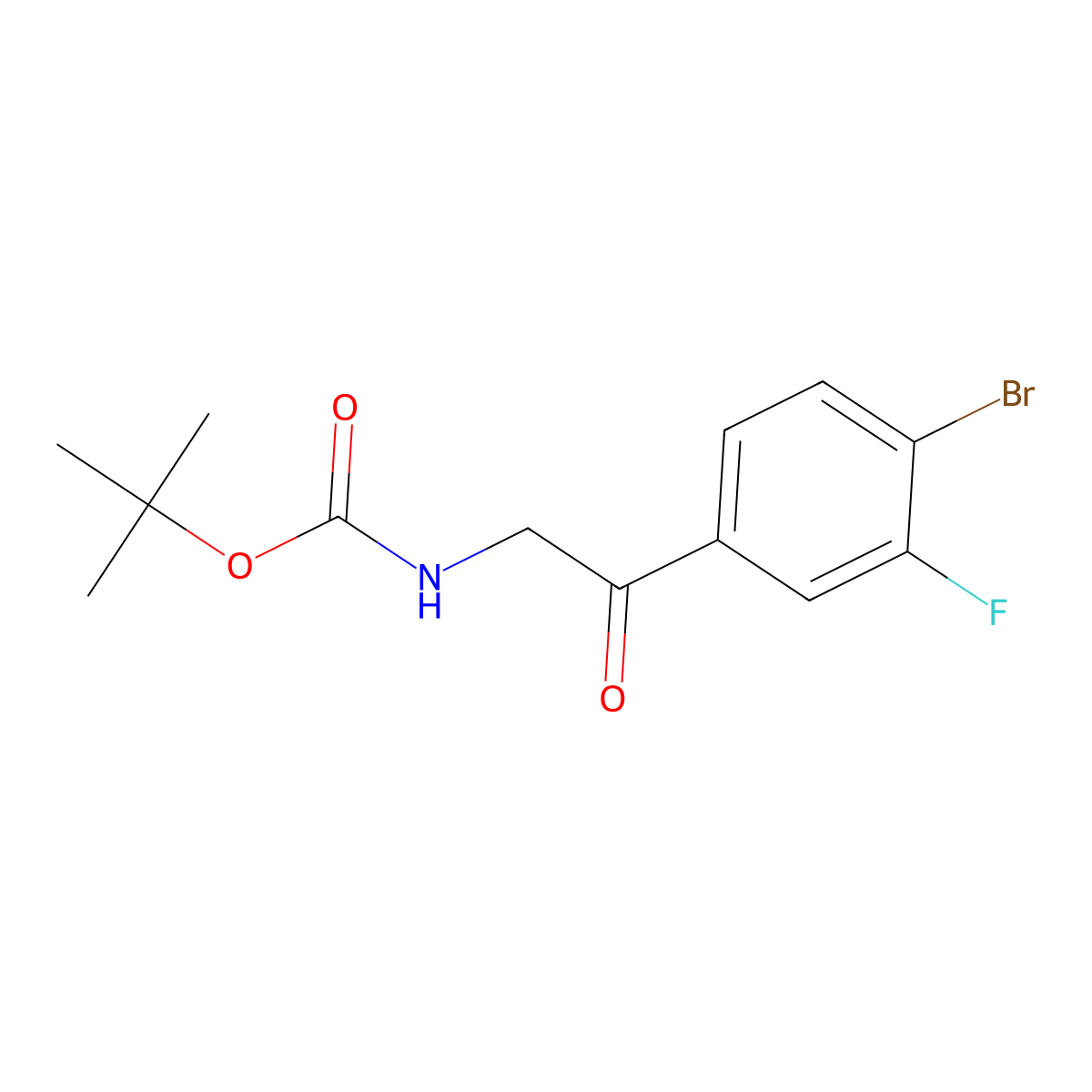 tert-butyl N-[2-(4-bromo-3-fluorophenyl)-2-oxoethyl]carbamate molecular structure, CAS 2680665-64-7