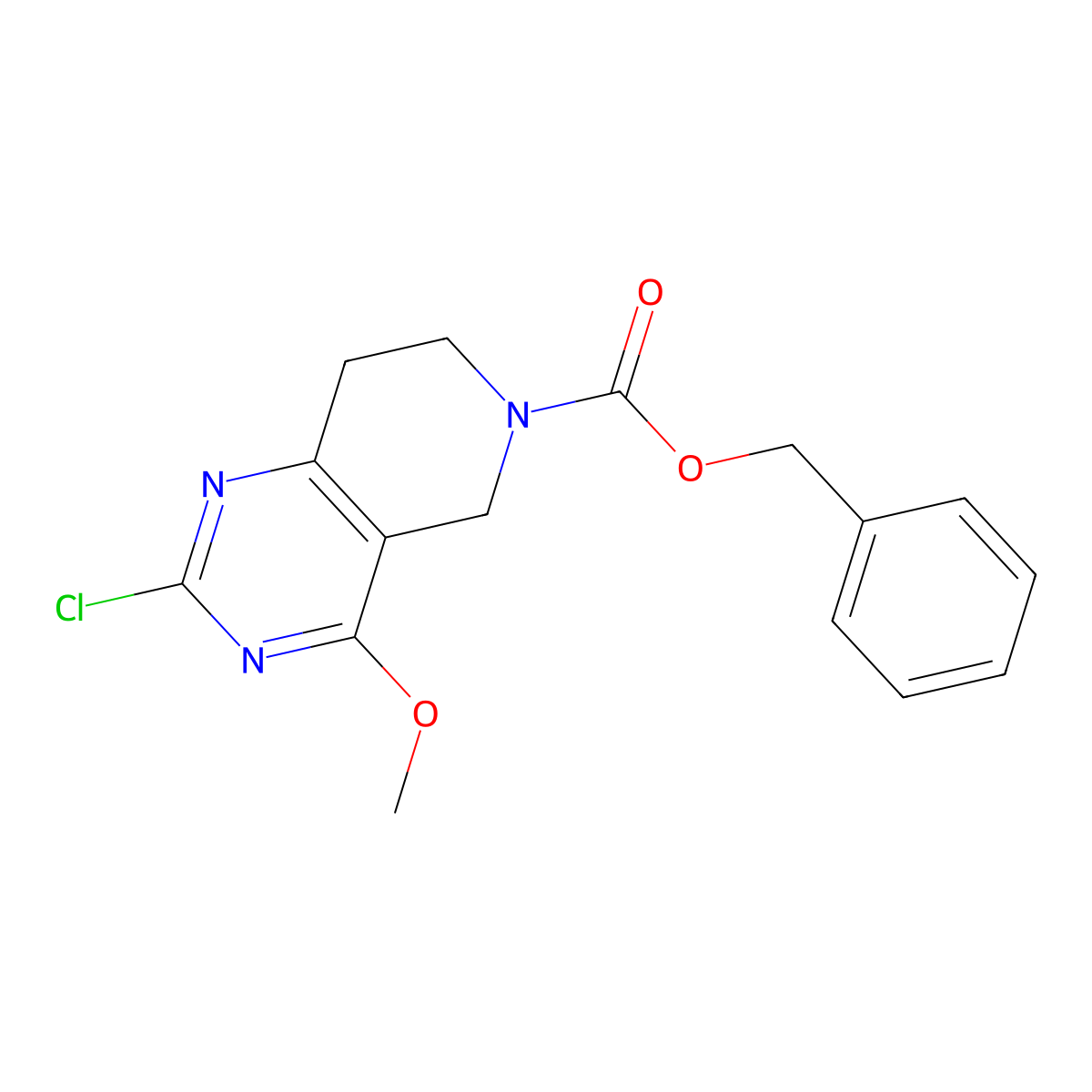 benzyl 2-chloro-4-methoxy-5H,6H,7H,8H-pyrido[4,3-d]pyrimidine-6-carboxylate molecular structure, CAS 2680665-66-9