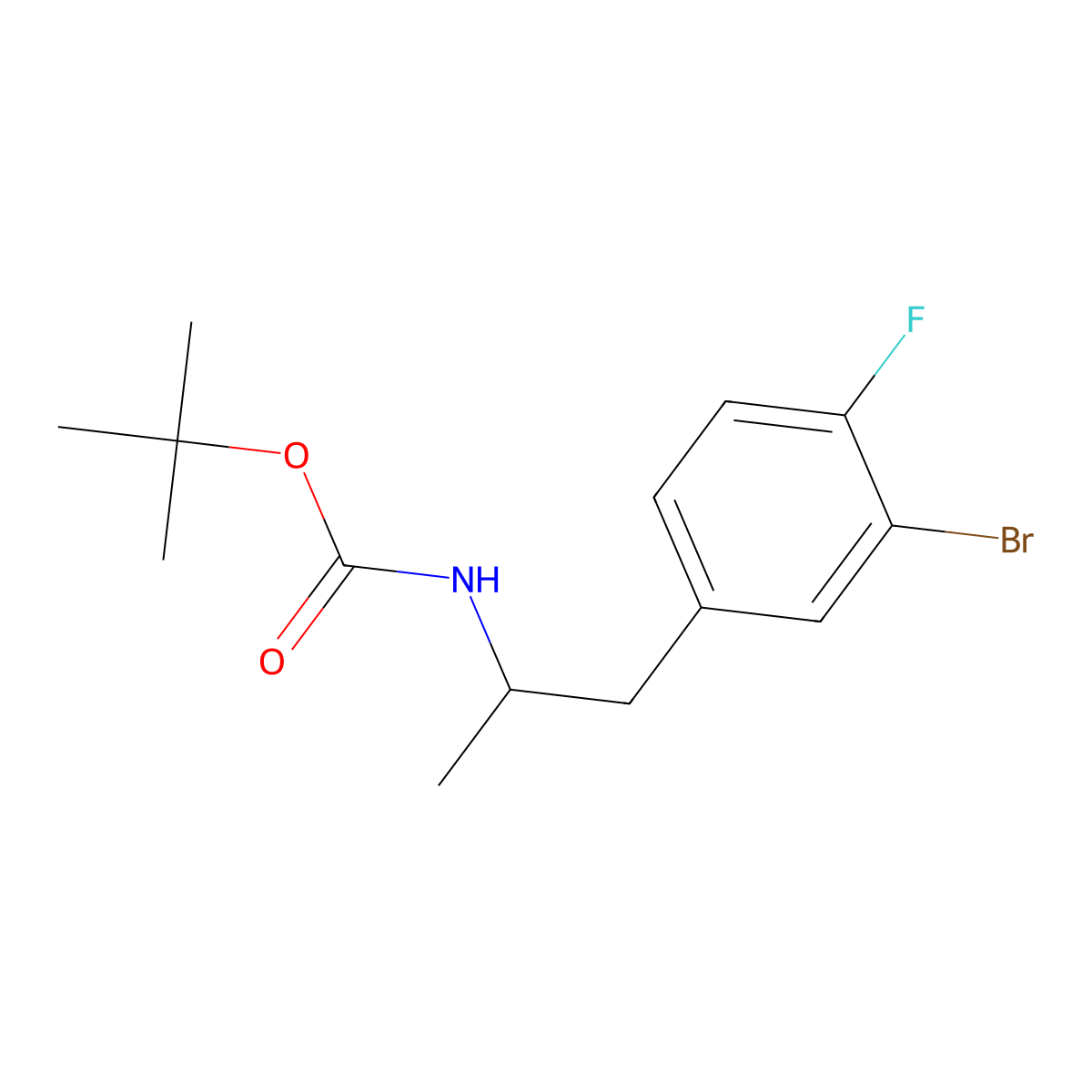 tert-butyl N-[1-(3-bromo-4-fluorophenyl)propan-2-yl]carbamate molecular structure, CAS 2680665-68-1
