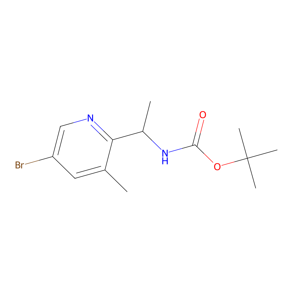 tert-butyl N-[1-(5-bromo-3-methylpyridin-2-yl)ethyl]carbamate molecular structure, CAS 2680665-70-5