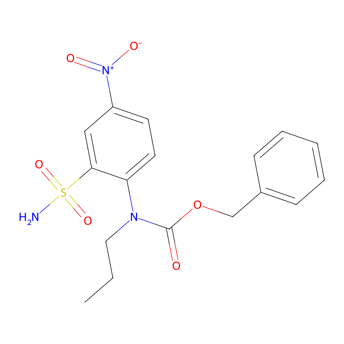 benzyl N-(4-nitro-2-sulfamoylphenyl)-N-propylcarbamate molecular structure, CAS 2680665-74-9