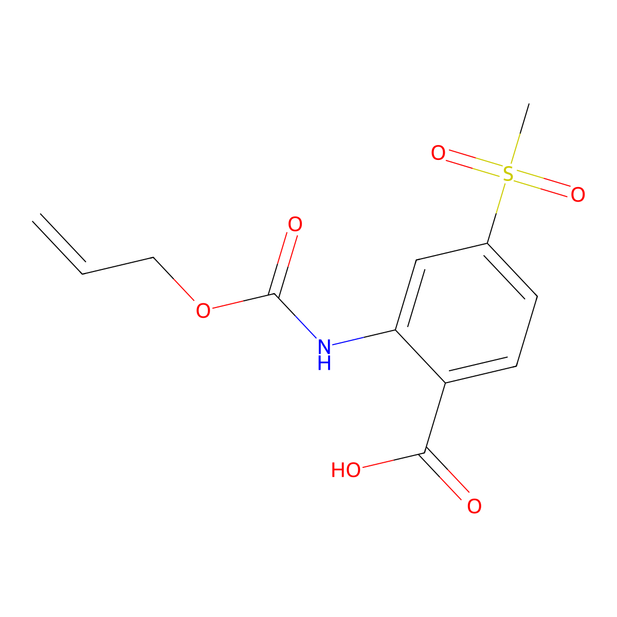 4-Methanesulfonyl-2-{[(prop-2-en-1-yloxy)carbonyl]amino}benzoic acid molecular structure, CAS 2680665-81-8