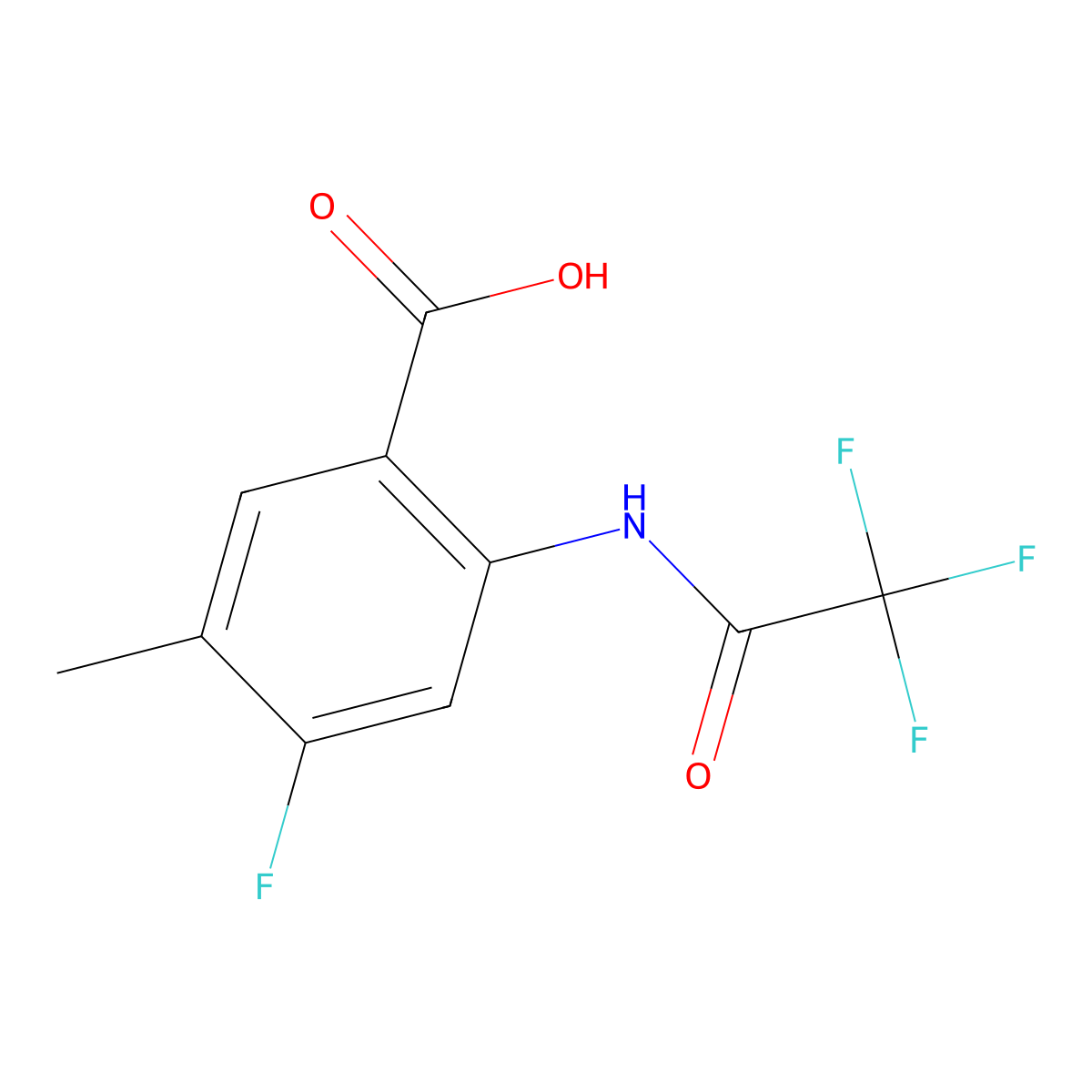4-Fluoro-5-methyl-2-(trifluoroacetamido)benzoic acid molecular structure, CAS 2680665-83-0