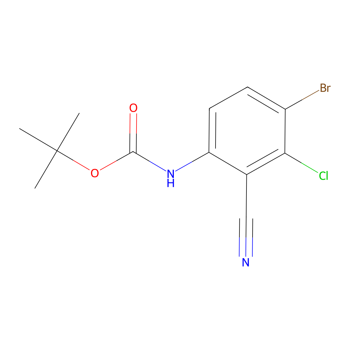 tert-butyl N-(4-bromo-3-chloro-2-cyanophenyl)carbamate molecular structure, CAS 2680665-85-2