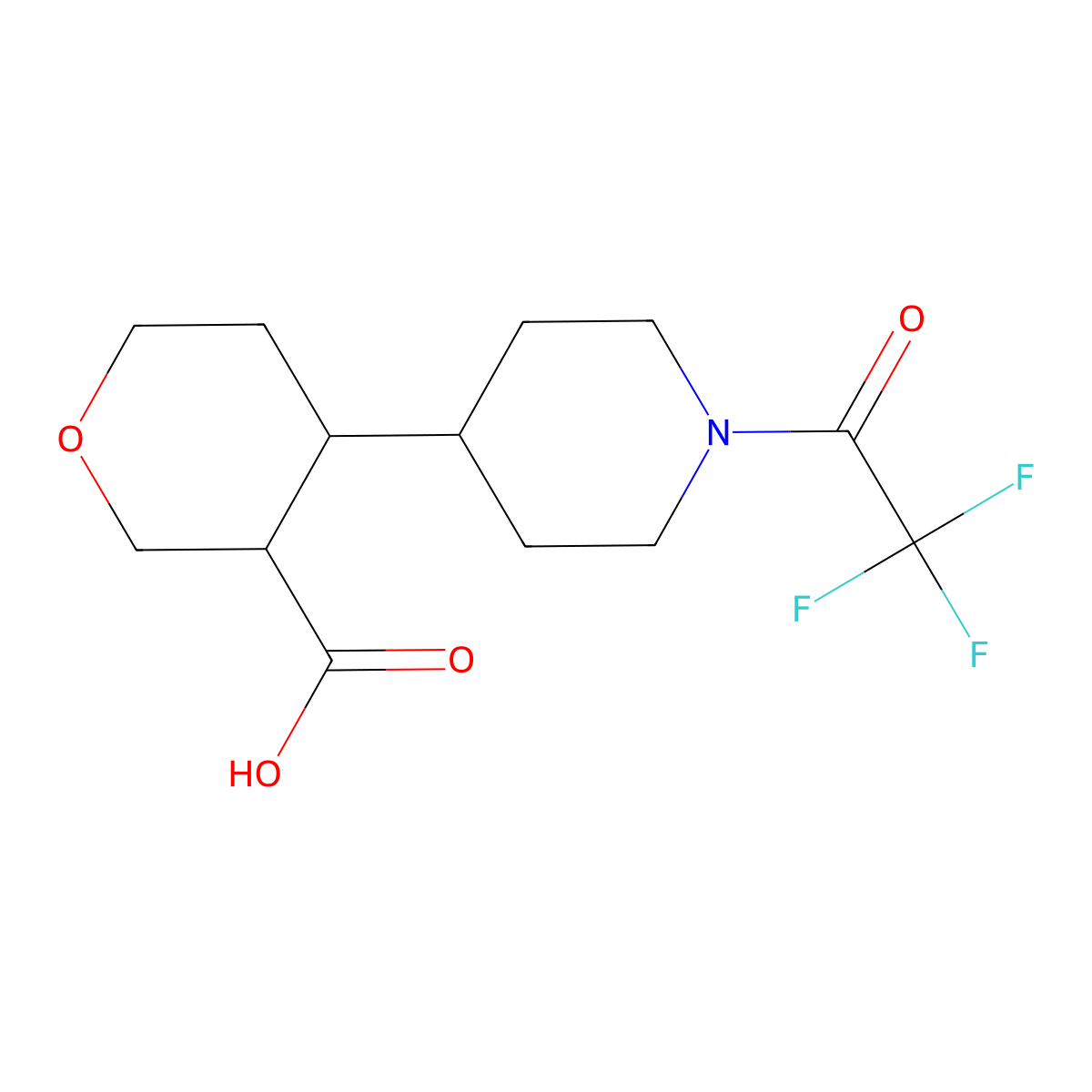 4-[1-(2,2,2-Trifluoroacetyl)piperidin-4-yl]oxane-3-carboxylic acid molecular structure, CAS 2680665-92-1