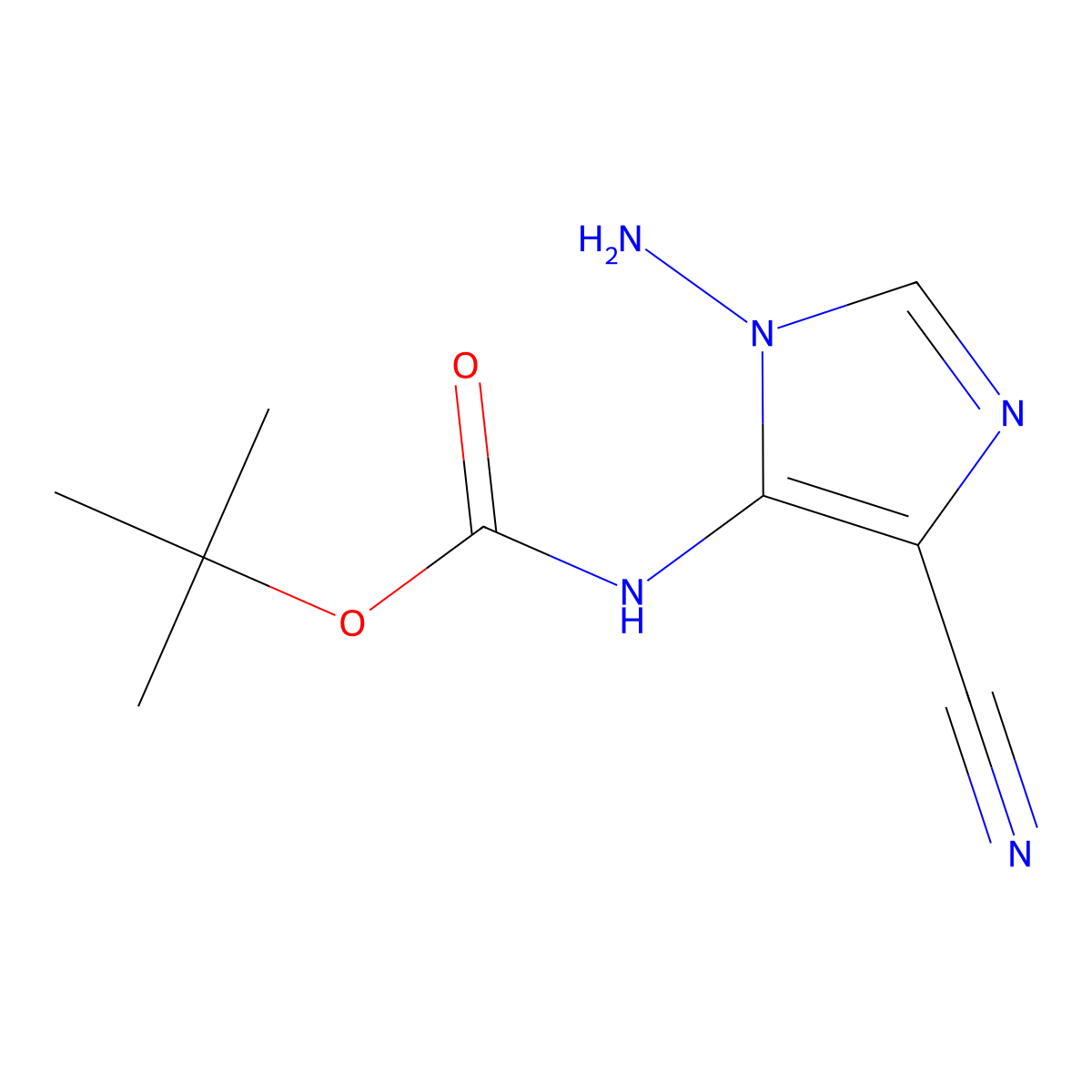 tert-butyl N-(1-amino-4-cyano-1H-imidazol-5-yl)carbamate molecular structure, CAS 2680665-97-6