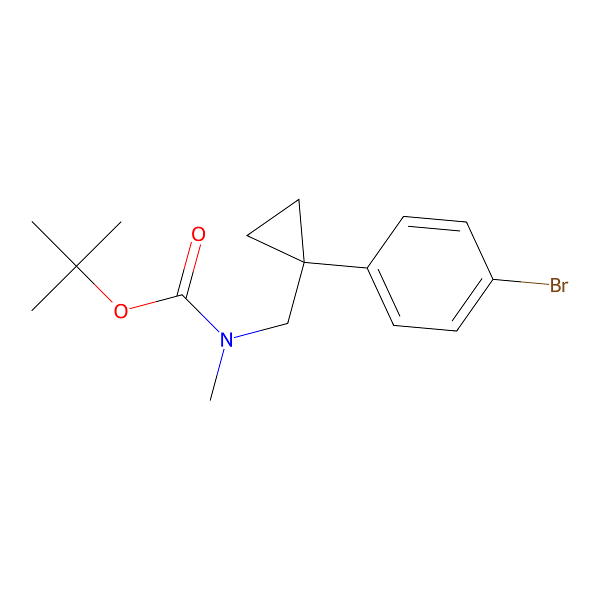 tert-butyl N-{[1-(4-bromophenyl)cyclopropyl]methyl}-N-methylcarbamate molecular structure, CAS 2680666-00-4