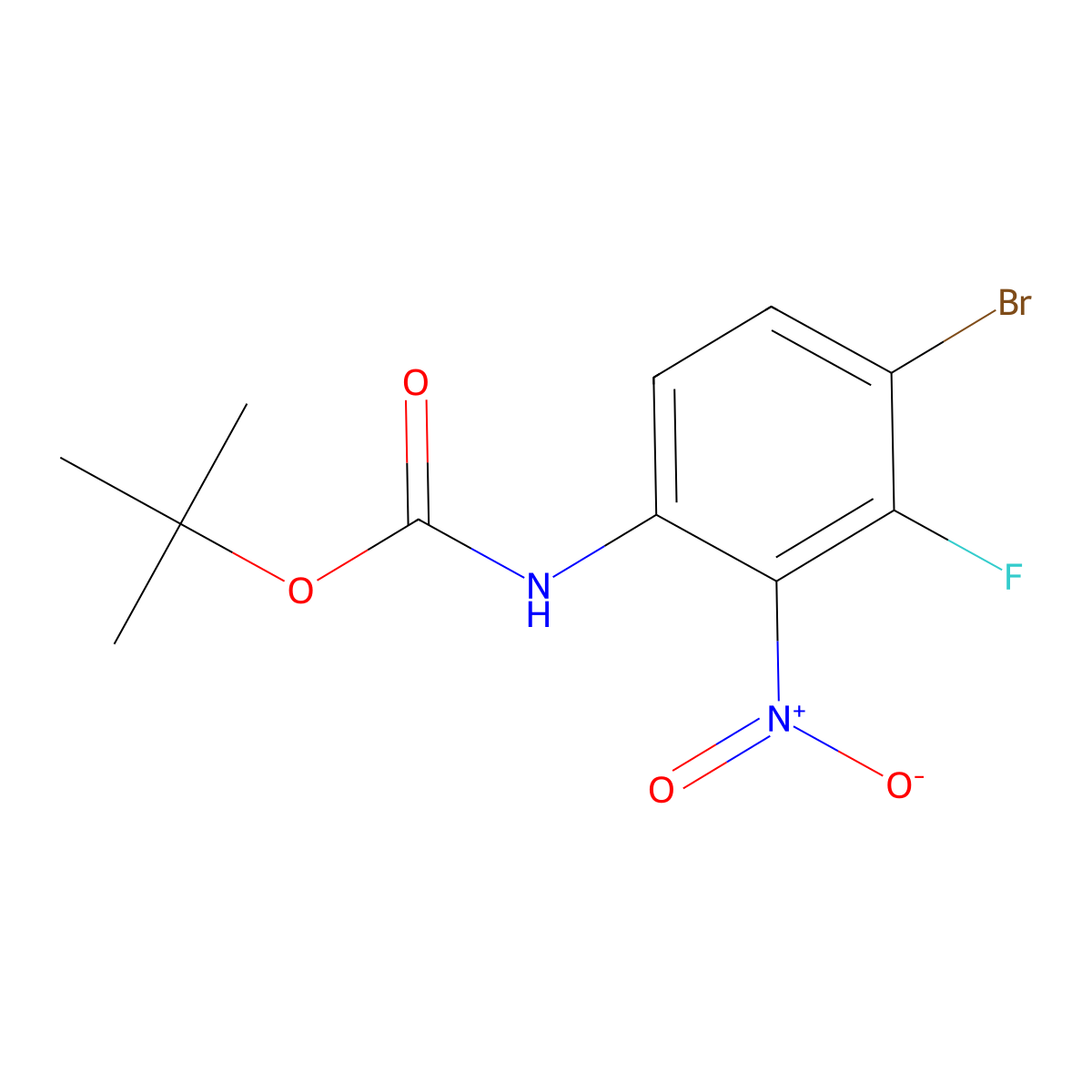 tert-butyl N-(4-bromo-3-fluoro-2-nitrophenyl)carbamate molecular structure, CAS 2680666-05-9