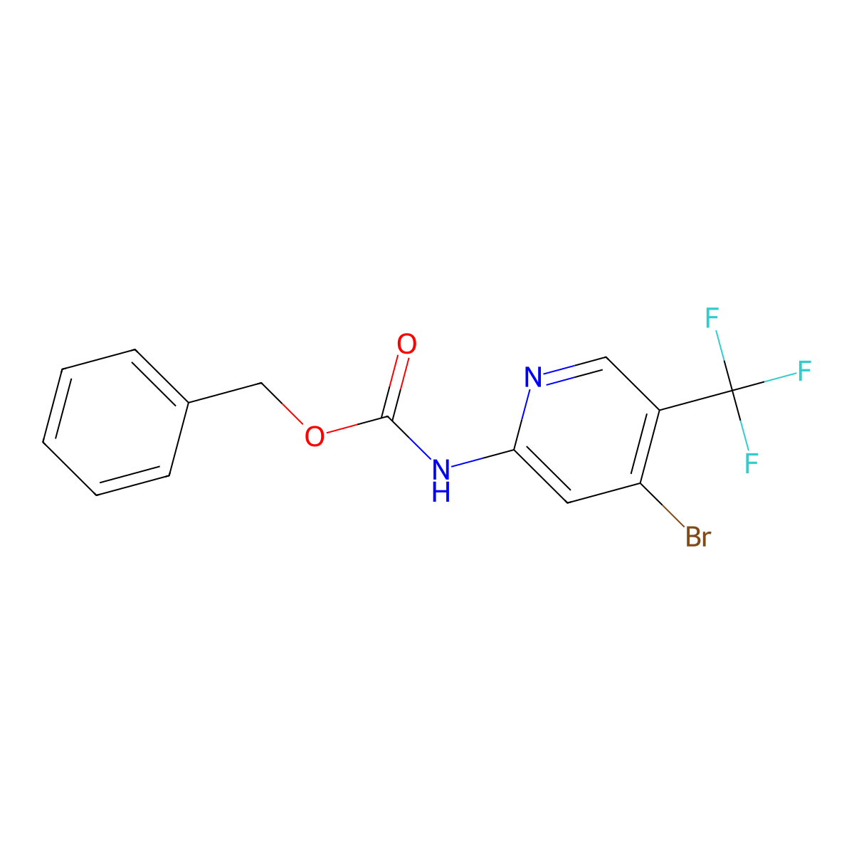 benzyl N-[4-bromo-5-(trifluoromethyl)pyridin-2-yl]carbamate molecular structure, CAS 2680666-06-0