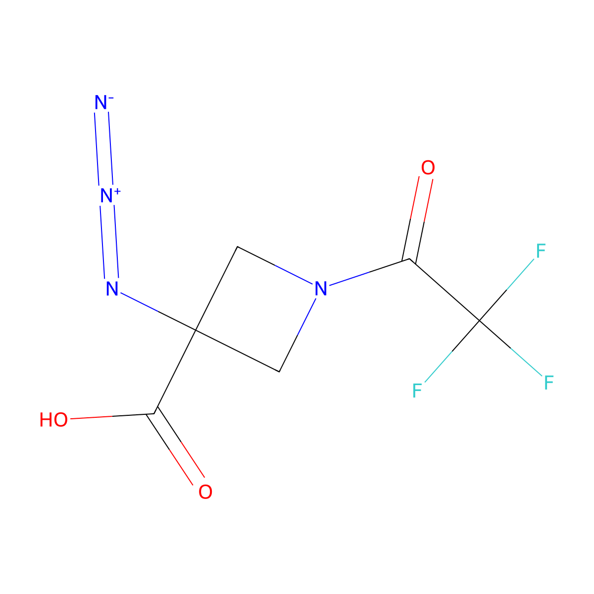 3-Azido-1-(2,2,2-trifluoroacetyl)azetidine-3-carboxylic acid molecular structure, CAS 2680666-11-7