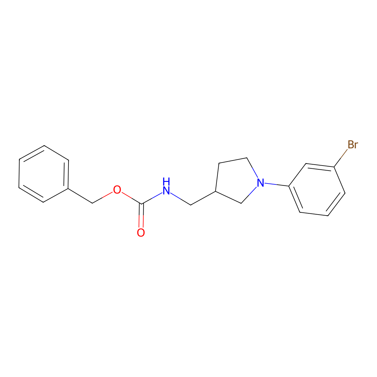benzyl N-{[1-(3-bromophenyl)pyrrolidin-3-yl]methyl}carbamate molecular structure, CAS 2680666-13-9