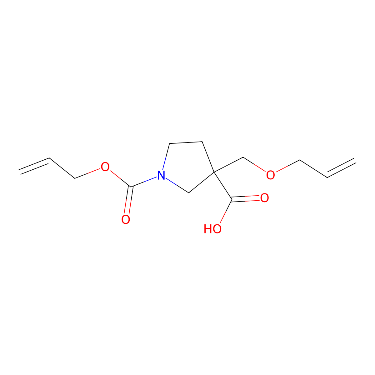 1-[(Prop-2-en-1-yloxy)carbonyl]-3-[(prop-2-en-1-yloxy)methyl]pyrrolidine-3-carboxylic acid molecular structure, CAS 2680666-15-1