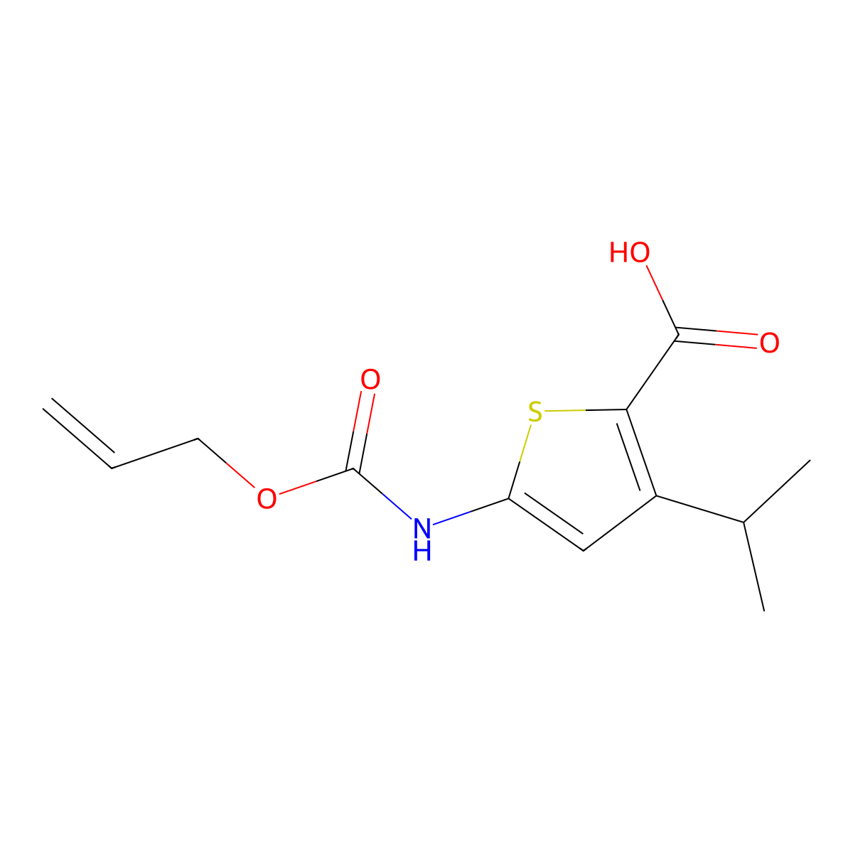 5-{[(Prop-2-en-1-yloxy)carbonyl]amino}-3-(propan-2-yl)thiophene-2-carboxylic acid molecular structure, CAS 2680666-18-4