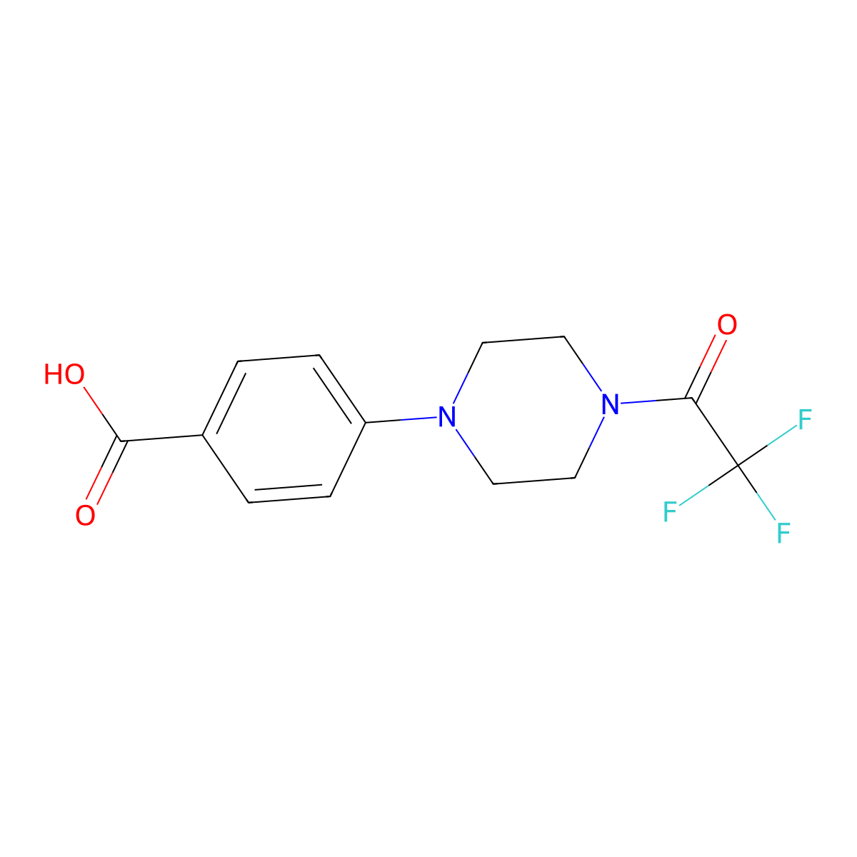 4-[4-(2,2,2-Trifluoroacetyl)piperazin-1-yl]benzoic acid molecular structure, CAS 2680666-26-4