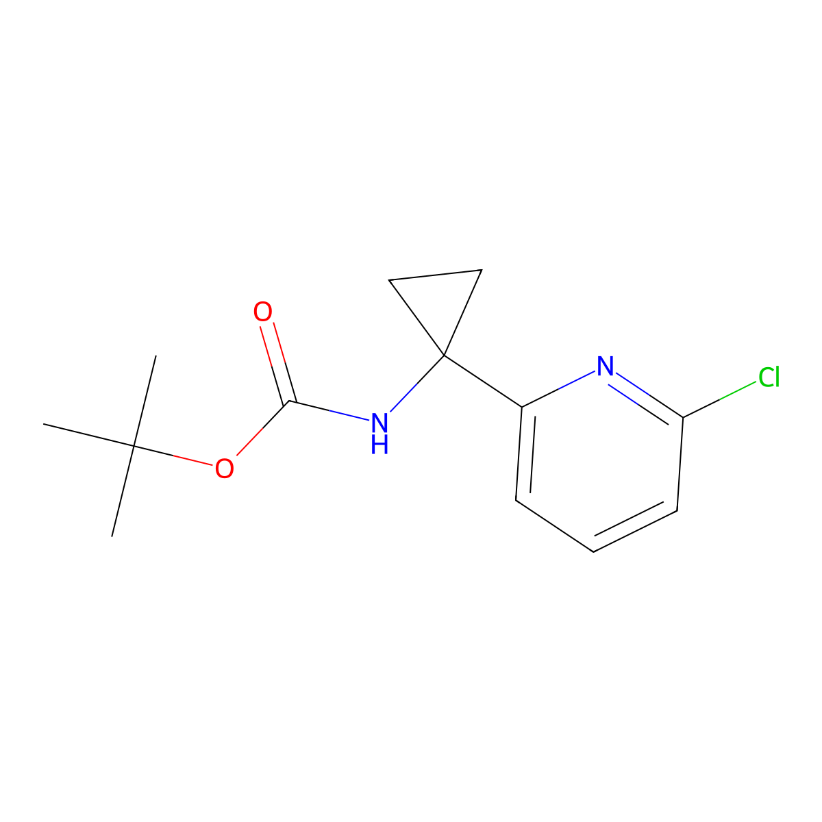 tert-butyl N-[1-(6-chloropyridin-2-yl)cyclopropyl]carbamate molecular structure, CAS 2680666-27-5