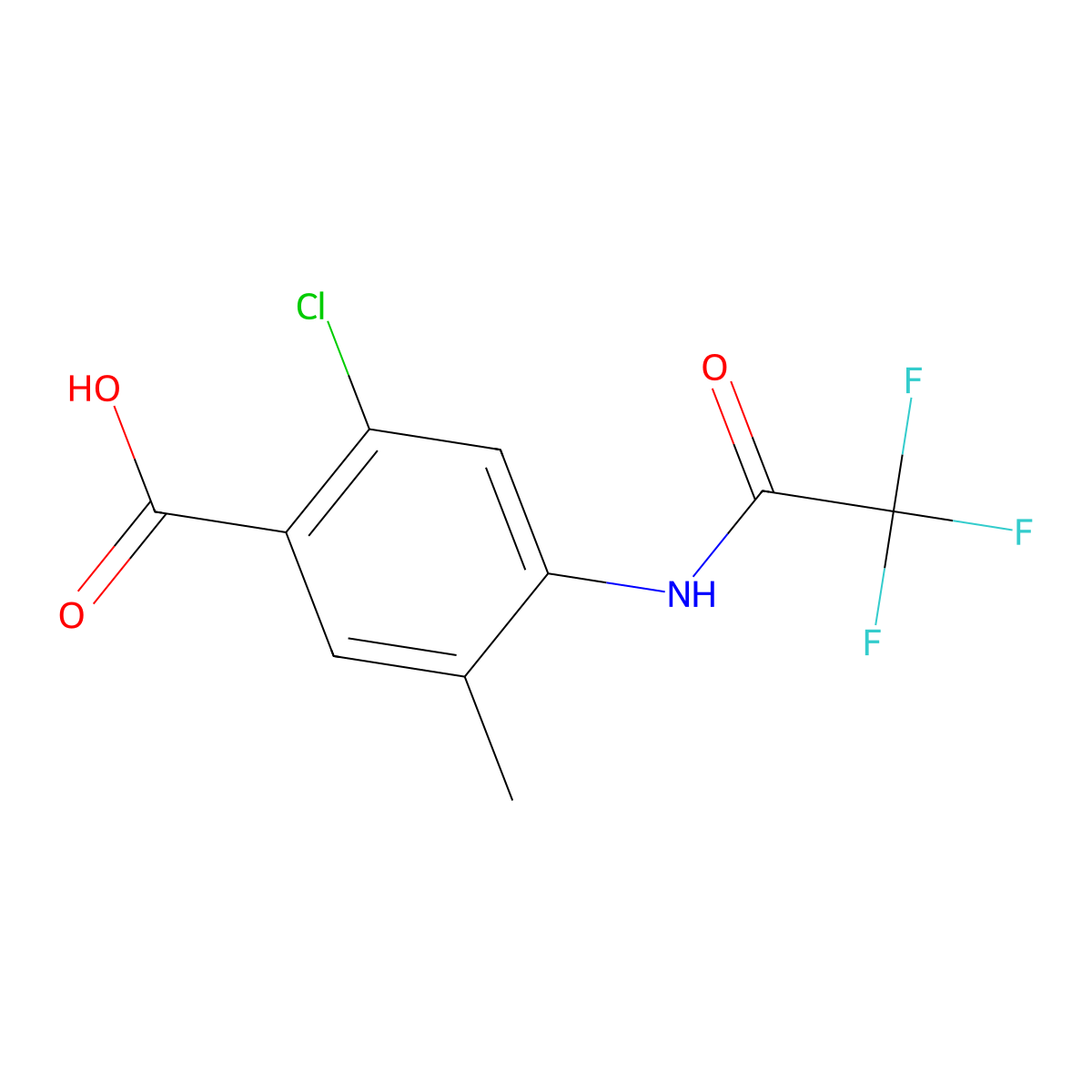 2-Chloro-5-methyl-4-(2,2,2-trifluoroacetamido)benzoic acid molecular structure, CAS 2680666-29-7