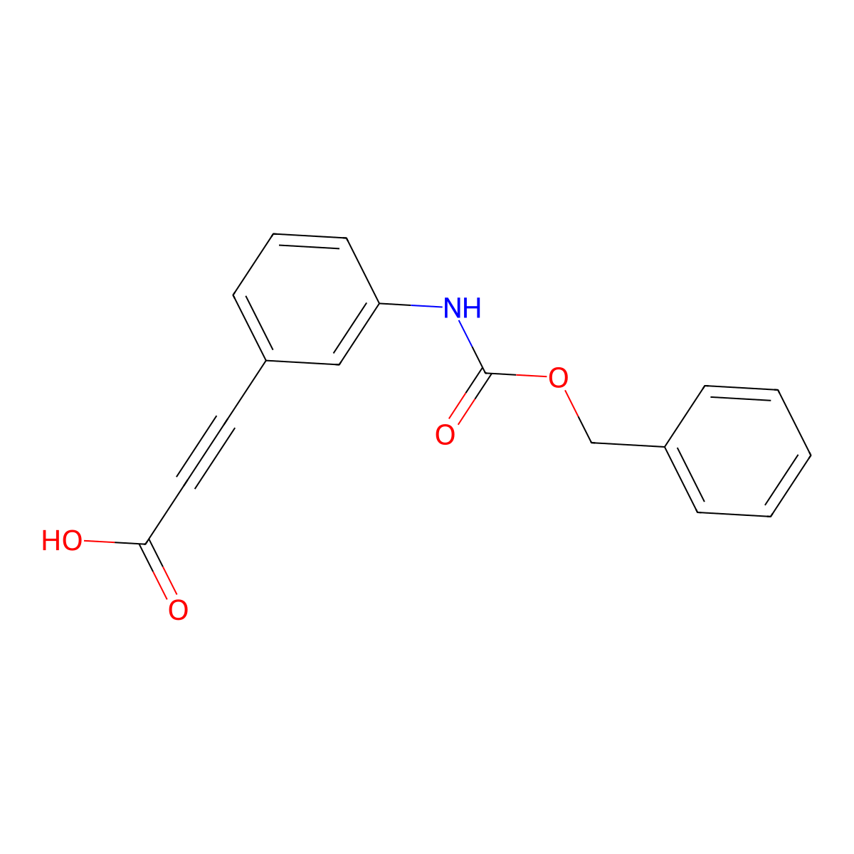 3-(3-{[(Benzyloxy)carbonyl]amino}phenyl)prop-2-ynoic acid molecular structure, CAS 2680666-31-1