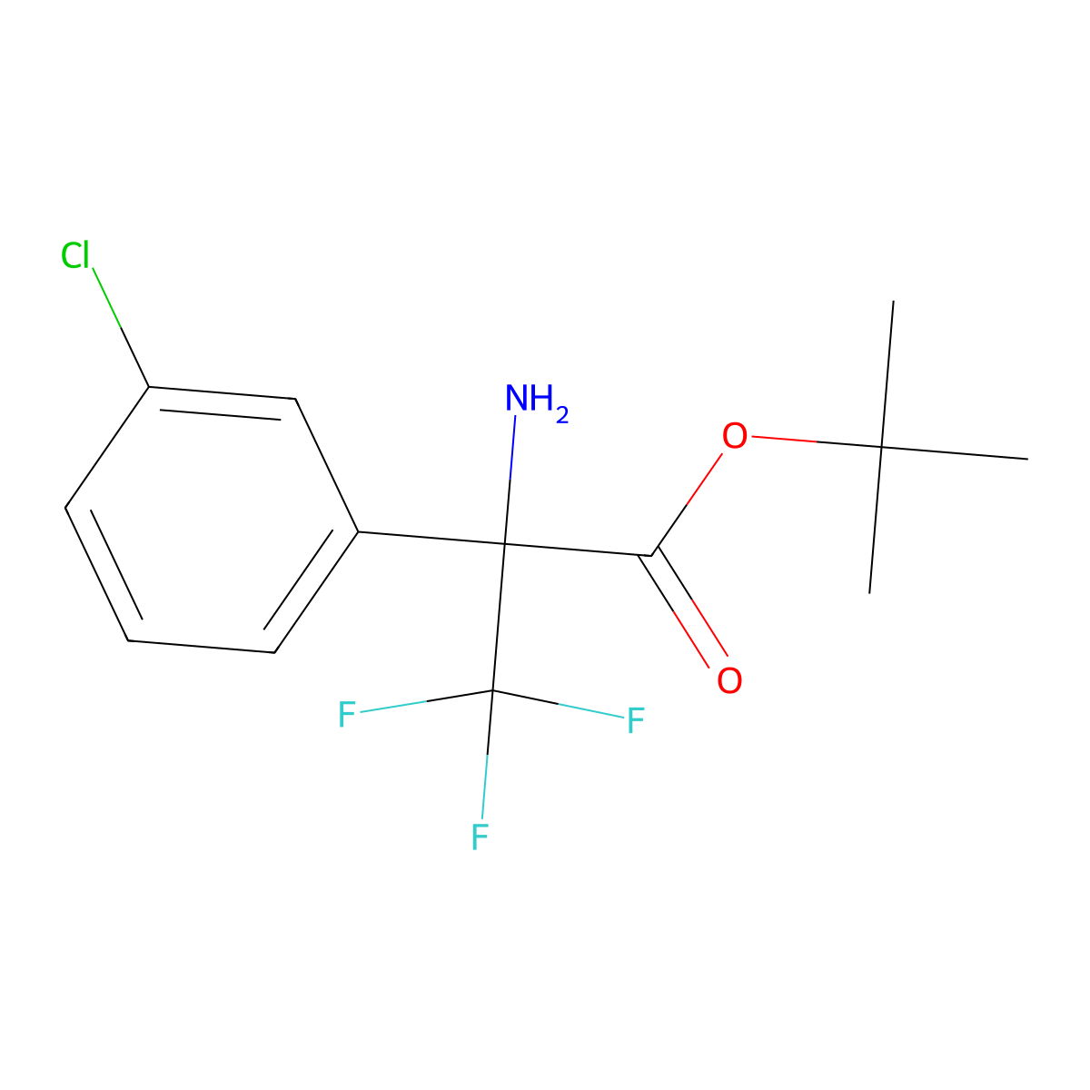 Tert-butyl 2-amino-2-(3-chlorophenyl)-3,3,3-trifluoropropanoate molecular structure, CAS 2680666-38-8