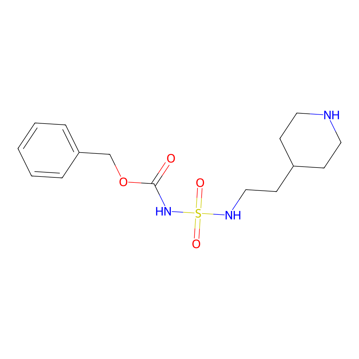 benzyl N-{[2-(piperidin-4-yl)ethyl]sulfamoyl}carbamate molecular structure, CAS 2680666-43-5