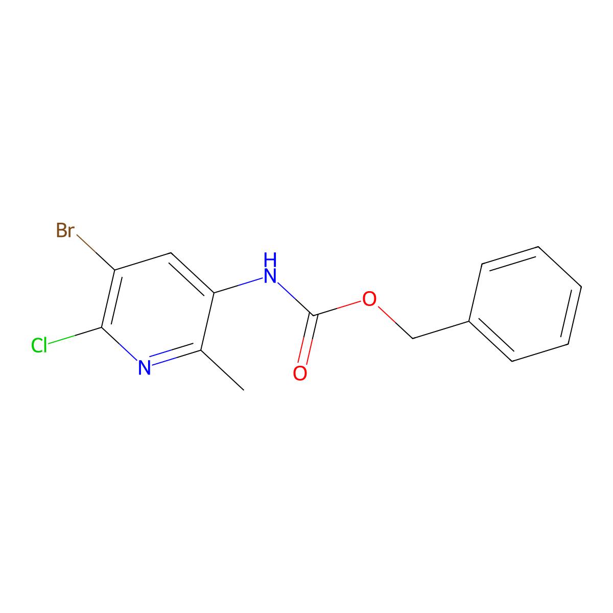 benzyl N-(5-bromo-6-chloro-2-methylpyridin-3-yl)carbamate molecular structure, CAS 2680666-60-6