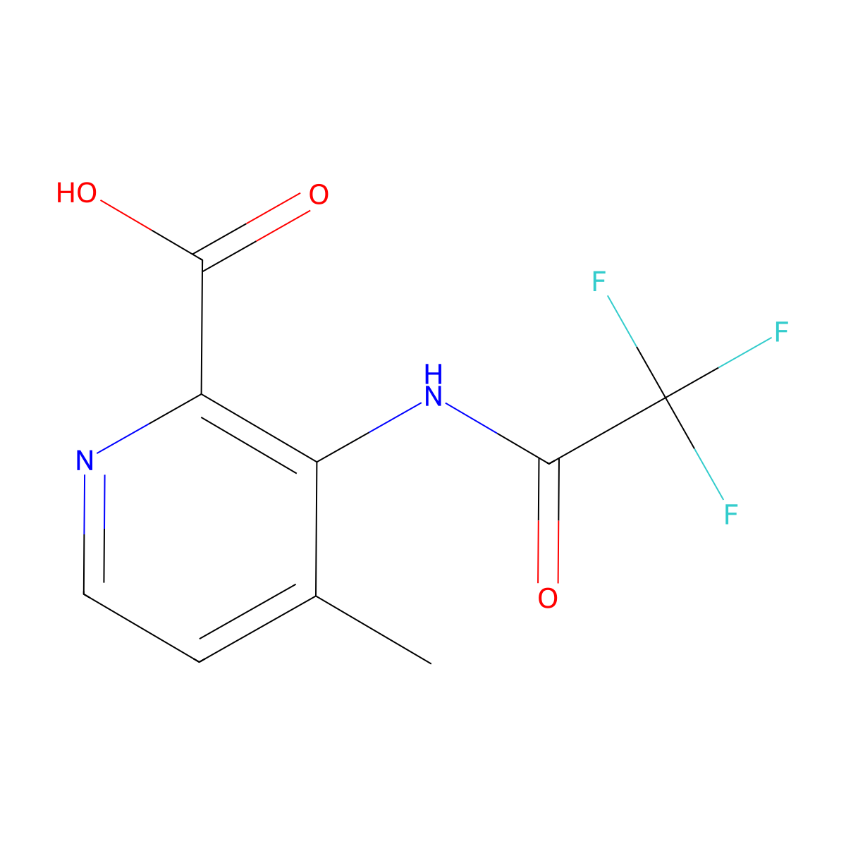 4-Methyl-3-(2,2,2-trifluoroacetamido)pyridine-2-carboxylic acid molecular structure, CAS 2680666-68-4