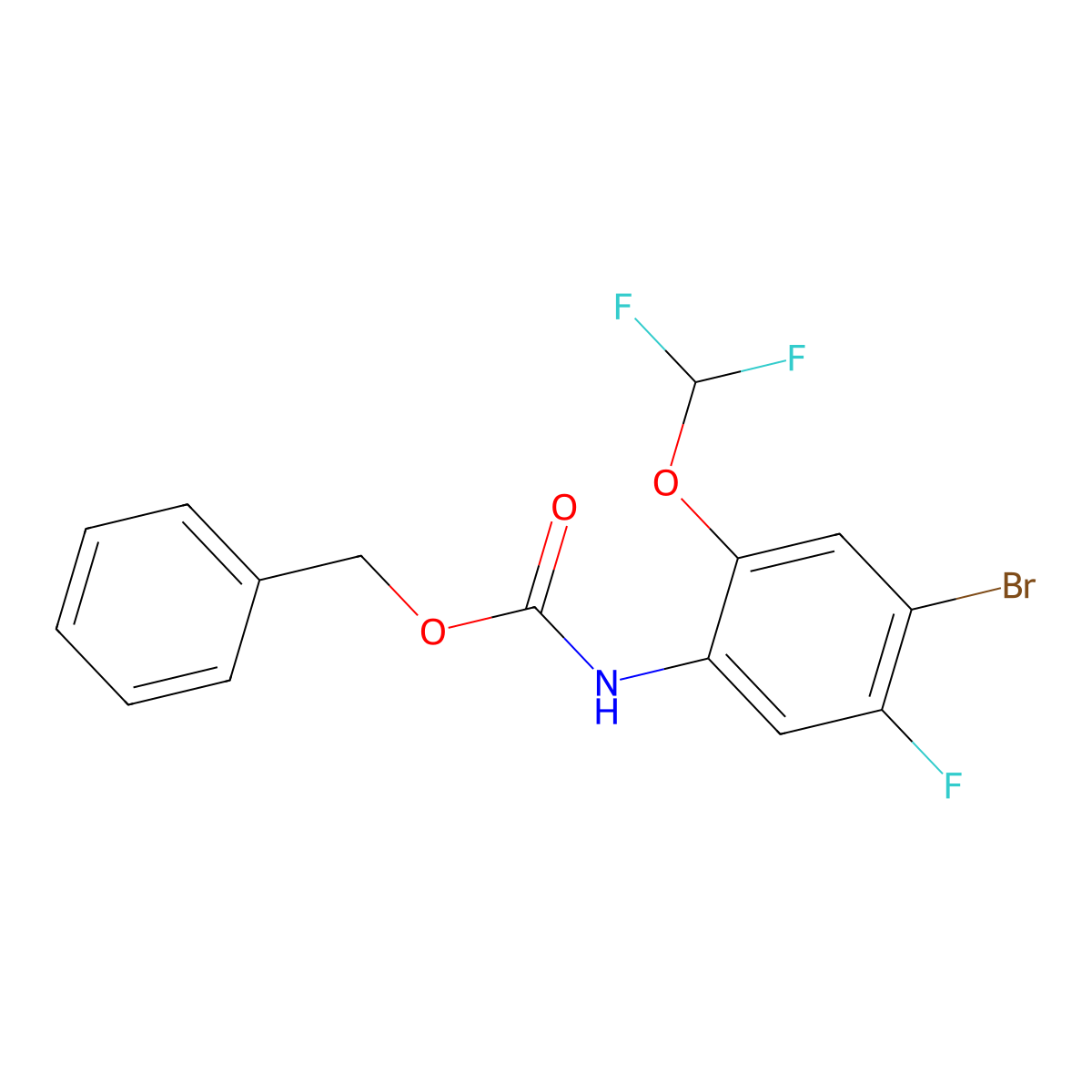 benzyl N-[4-bromo-2-(difluoromethoxy)-5-fluorophenyl]carbamate molecular structure, CAS 2680666-69-5