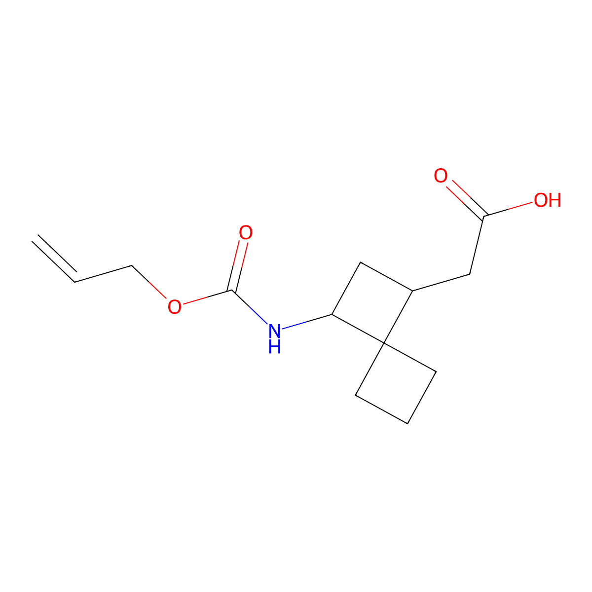 2-(3-{[(Prop-2-en-1-yloxy)carbonyl]amino}spiro[3.3]heptan-1-yl)acetic acid molecular structure, CAS 2680666-71-9