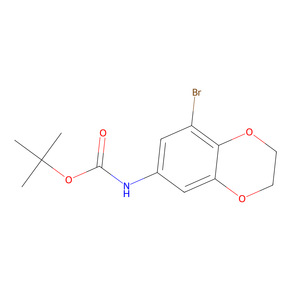 tert-butyl N-(8-bromo-2,3-dihydro-1,4-benzodioxin-6-yl)carbamate molecular structure, CAS 2680666-77-5