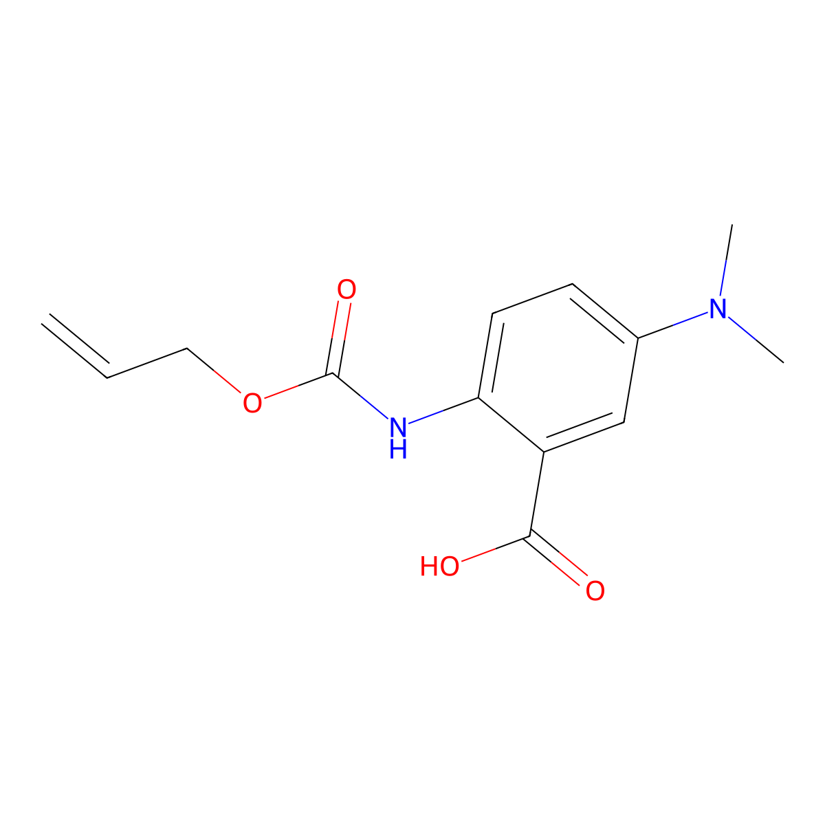 5-(Dimethylamino)-2-{[(prop-2-en-1-yloxy)carbonyl]amino}benzoic acid molecular structure, CAS 2680666-78-6