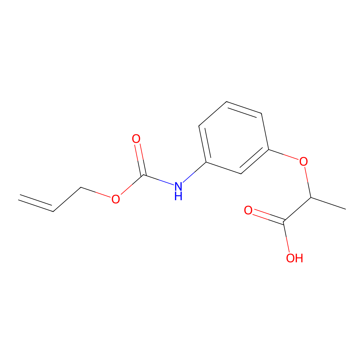 2-(3-{[(Prop-2-en-1-yloxy)carbonyl]amino}phenoxy)propanoic acid molecular structure, CAS 2680666-87-7