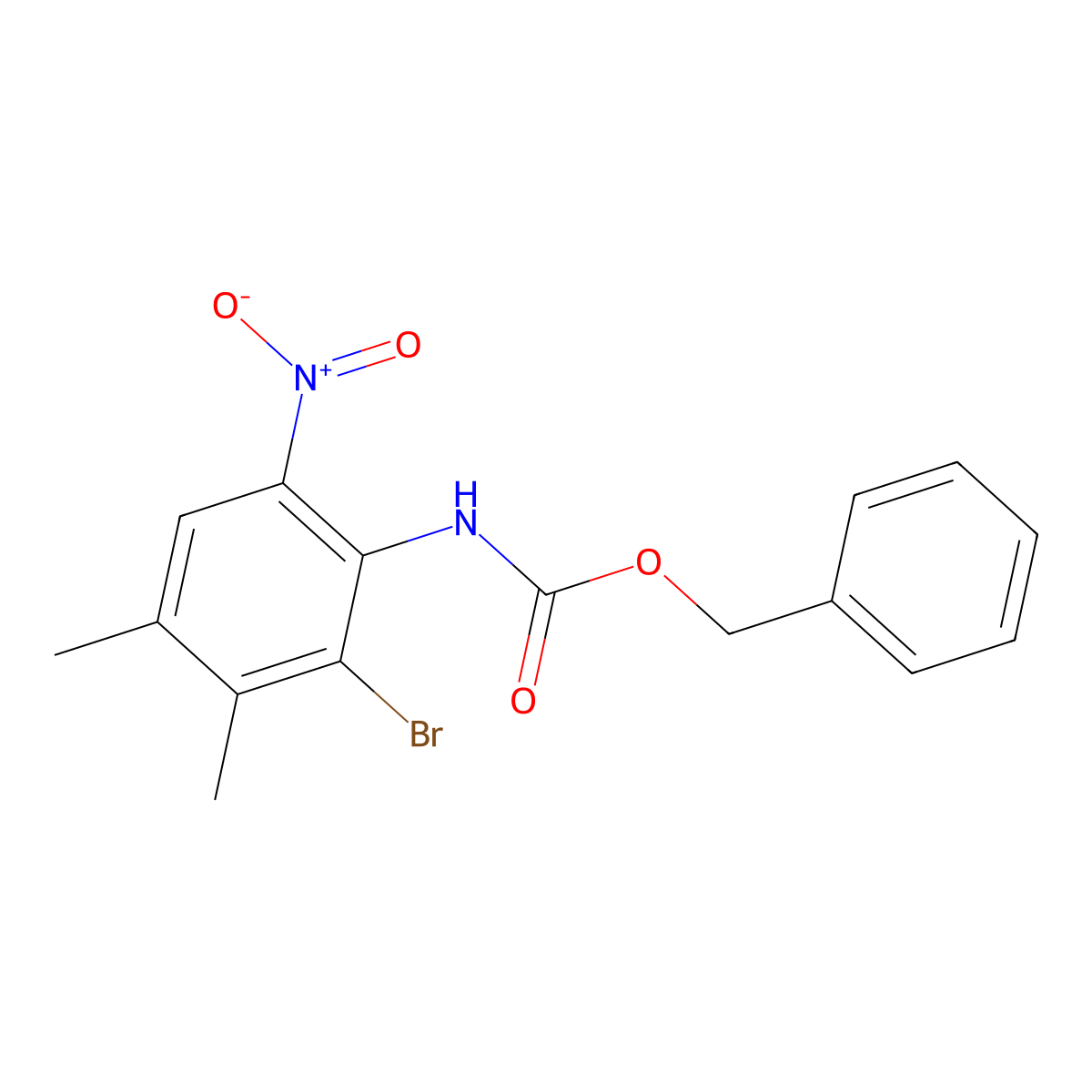 benzyl N-(2-bromo-3,4-dimethyl-6-nitrophenyl)carbamate molecular structure, CAS 2680666-88-8