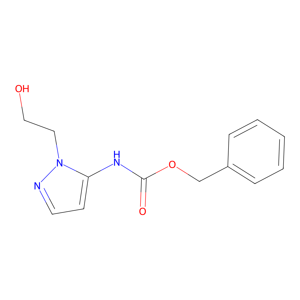 benzyl N-[1-(2-hydroxyethyl)-1H-pyrazol-5-yl]carbamate molecular structure, CAS 2680666-89-9