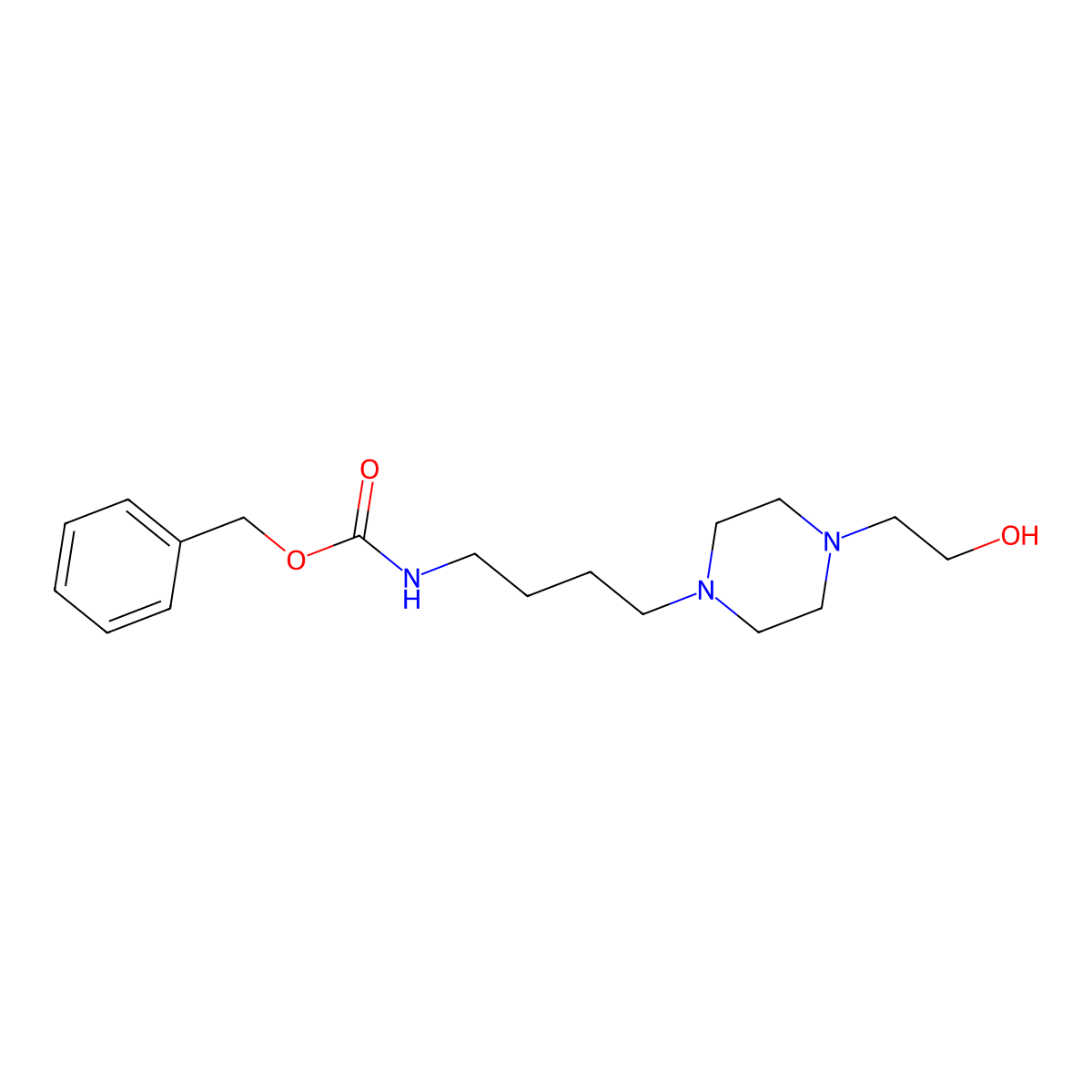 benzyl N-{4-[4-(2-hydroxyethyl)piperazin-1-yl]butyl}carbamate molecular structure, CAS 2680666-96-8