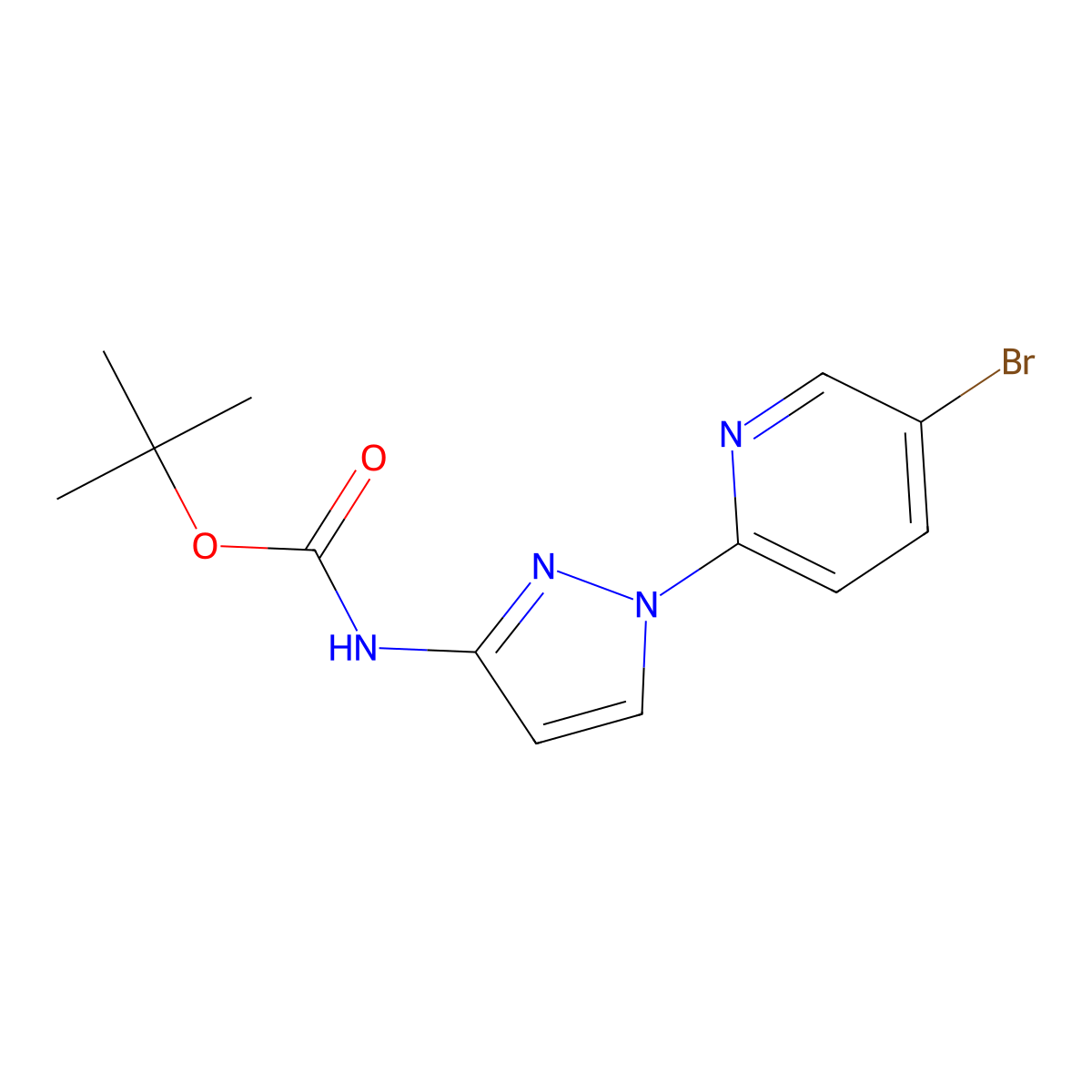 tert-butyl N-[1-(5-bromopyridin-2-yl)-1H-pyrazol-3-yl]carbamate molecular structure, CAS 2680667-00-7