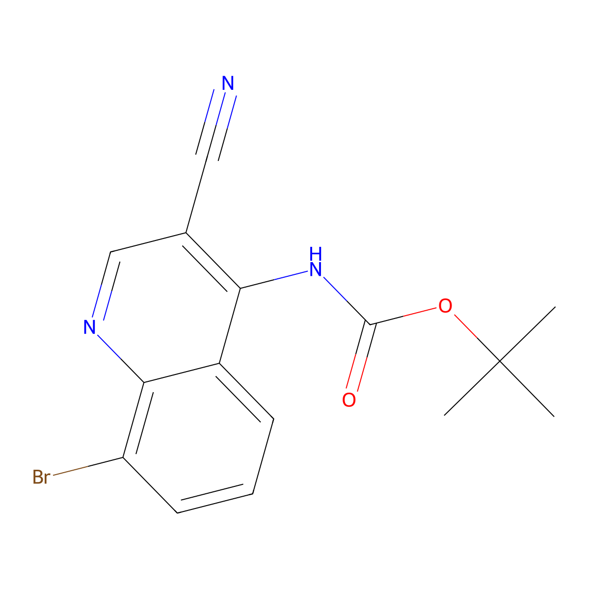 tert-butyl N-(8-bromo-3-cyanoquinolin-4-yl)carbamate molecular structure, CAS 2680667-01-8