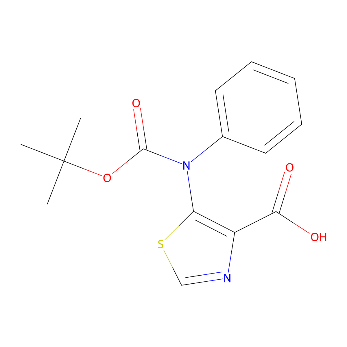 5-{[(Tert-butoxy)carbonyl](phenyl)amino}-1,3-thiazole-4-carboxylic acid molecular structure, CAS 2680667-09-6