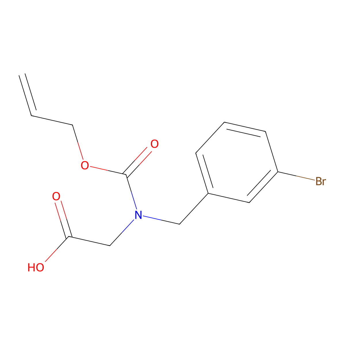 2-{[(3-Bromophenyl)methyl][(prop-2-en-1-yloxy)carbonyl]amino}acetic acid molecular structure, CAS 2680667-15-4
