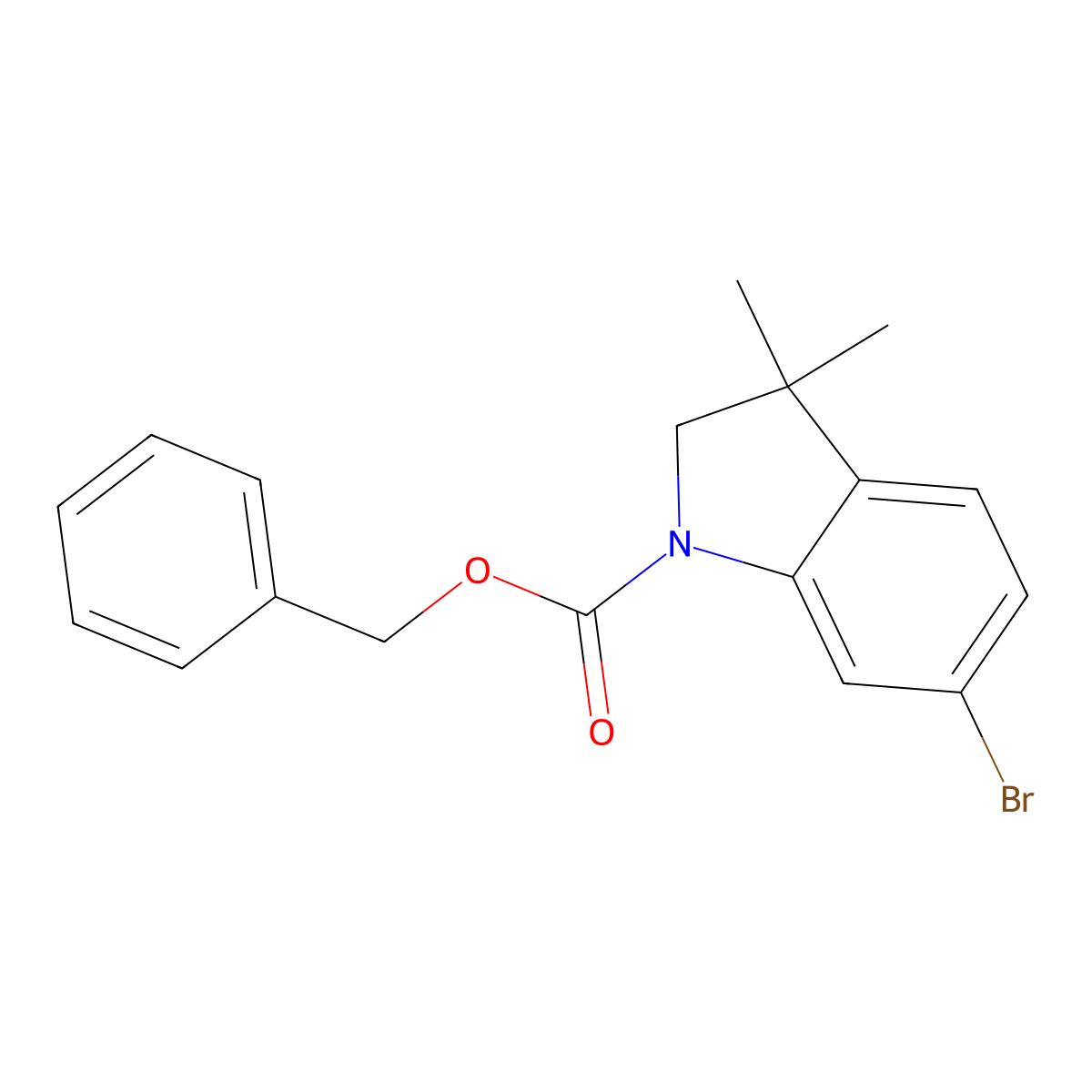 benzyl 6-bromo-3,3-dimethyl-2,3-dihydro-1H-indole-1-carboxylate molecular structure, CAS 2680667-16-5